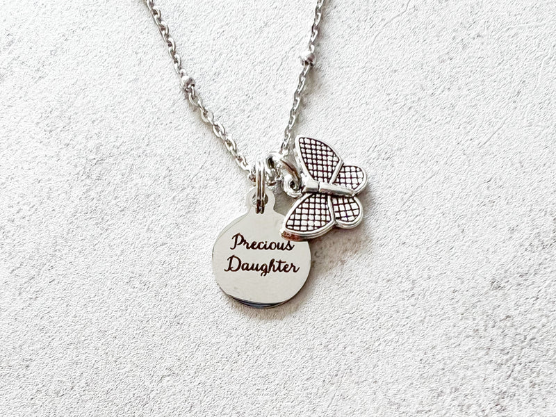 Precious Daughter Butterfly Stainless Steel Necklace