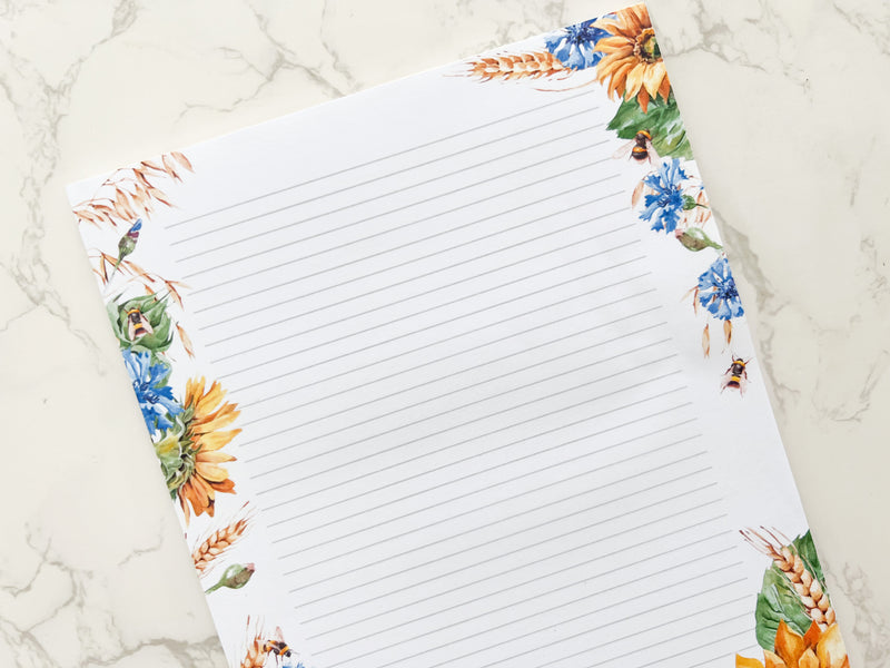 Sunflower Letter Writing Notepad