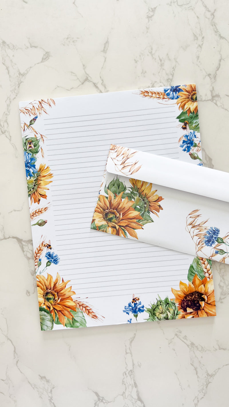 Sunflower Letter Writing Set - Notepad and Envelopes