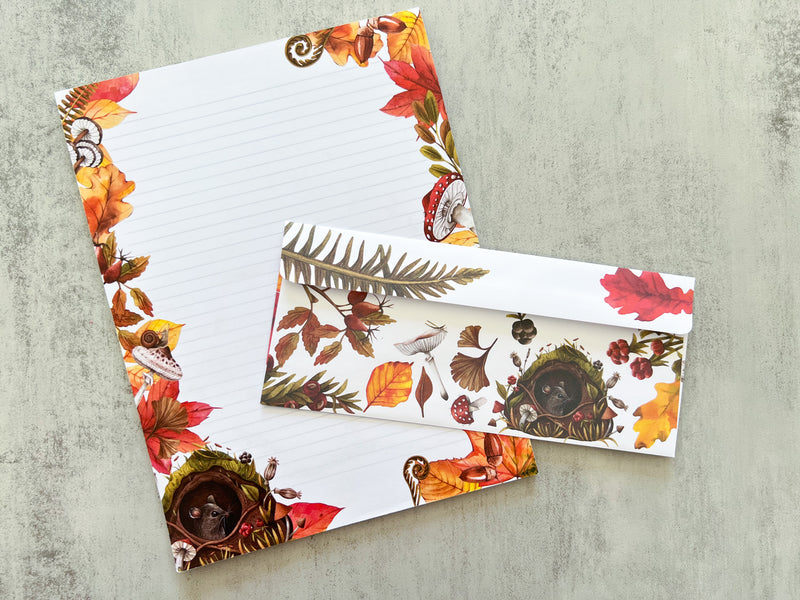 Autumn Woodland Letter Writing Set - Notepad and Envelopes