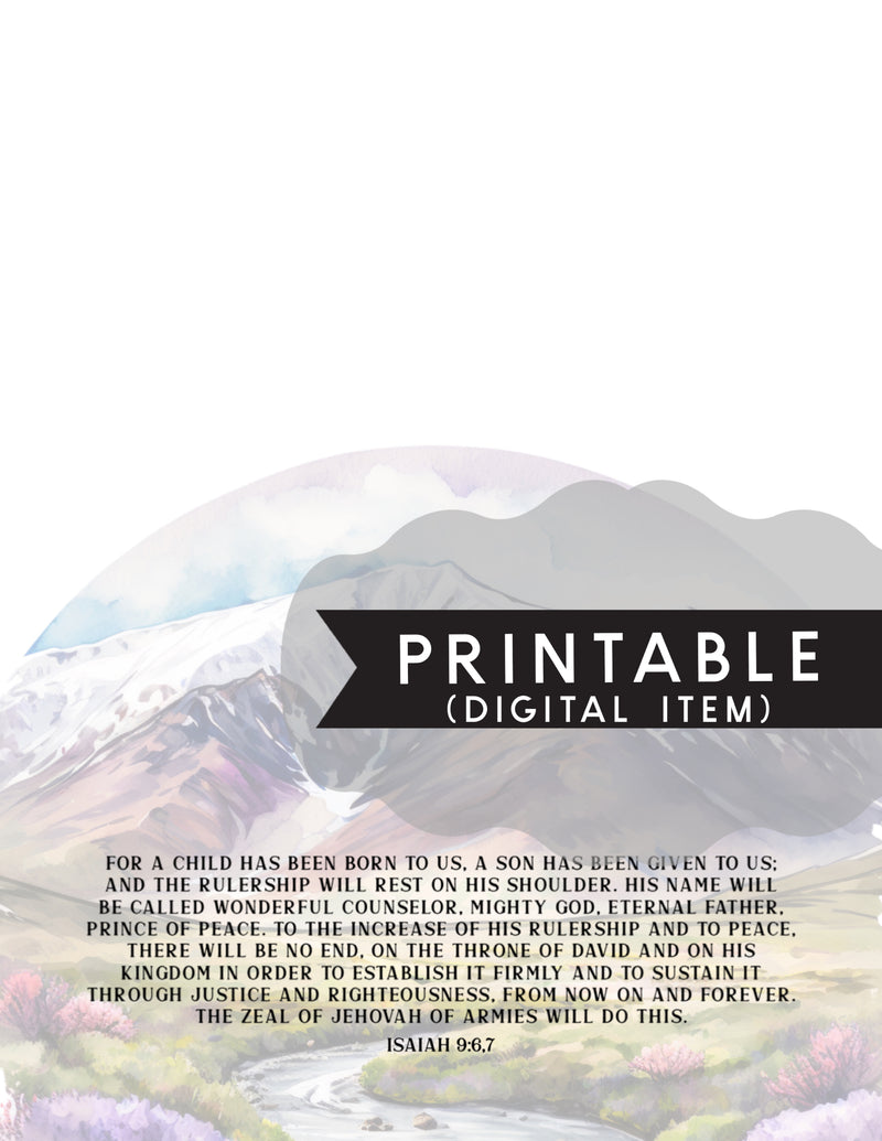 Mountain Isaiah 9:6,7 Letter Writing Printable - Unlined