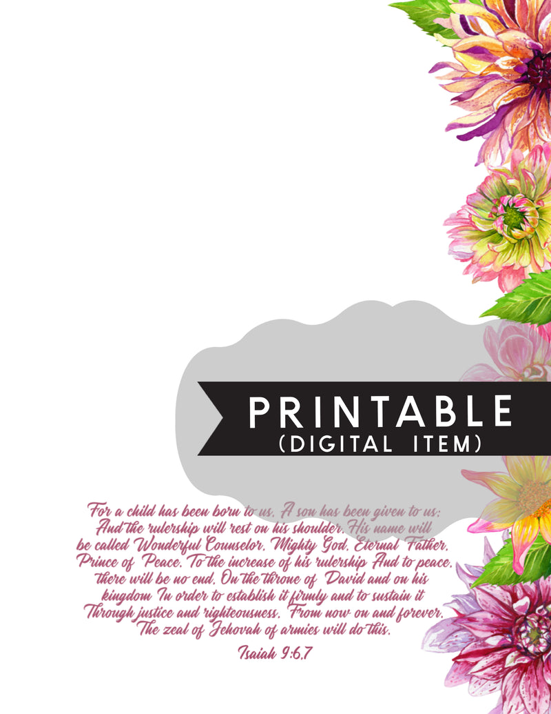 Dahlia Isaiah 9:6,7 Letter Writing Printable - Unlined