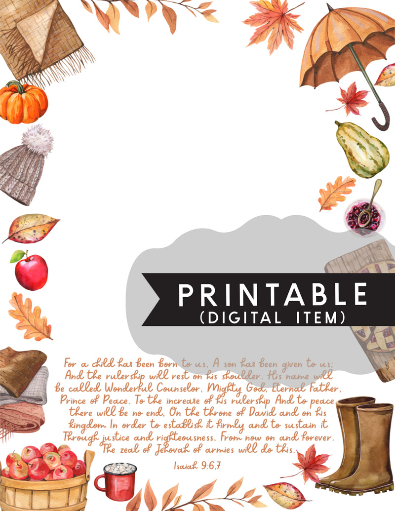 Cozy Core Isaiah 9:6,7 Letter Writing Printable - Unlined