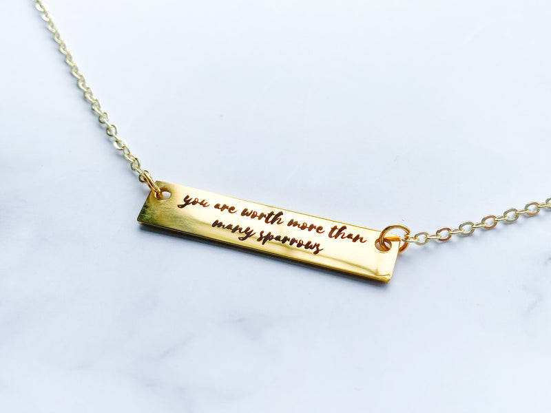 You Are Worth More Than Many Sparrows Gold Necklace
