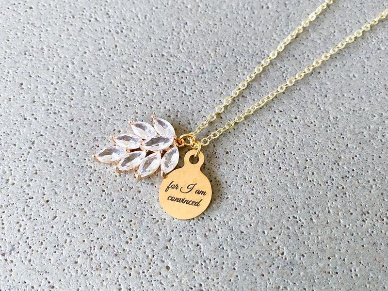 For I Am Convinced Rhinestone Gold Necklace