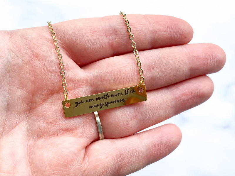 You Are Worth More Than Many Sparrows Gold Necklace