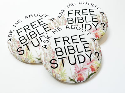 Ask Me About A Free Bible Study Pins - Vintage Floral