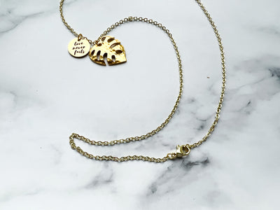 Love Never Fails Monstera Gold Necklace